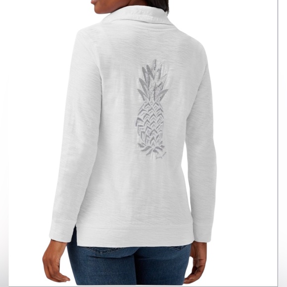 Tommy Bahama Pina Coolita White Pineapple Embellished Zip Sweatshirt Large - Picture 1 of 14